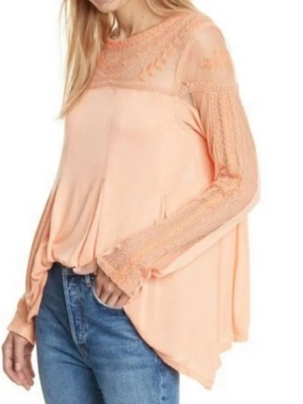 Free People Jojo Mixed Media Flowy Whimsicore Top